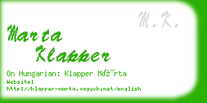 marta klapper business card